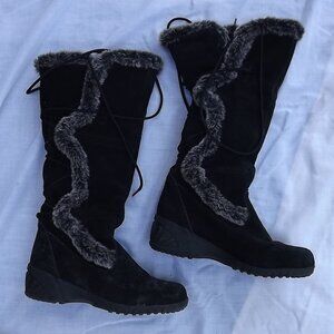 Tall Leather Lace Up Snow Boots